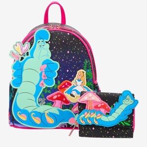 NEW Loungefly Alice in Wonderland Caterpillar Backpack & Matching Wallet